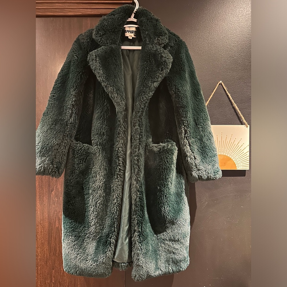 Apparis Deep Green Teddy Faux Fur Coat